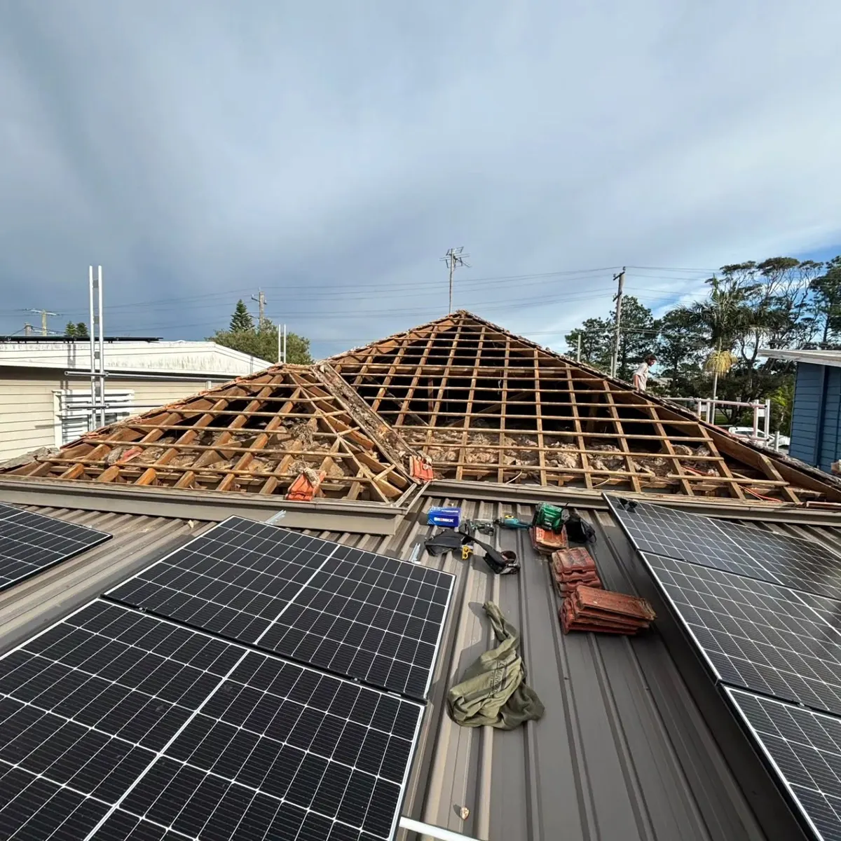 Re-roof with solar panels: during