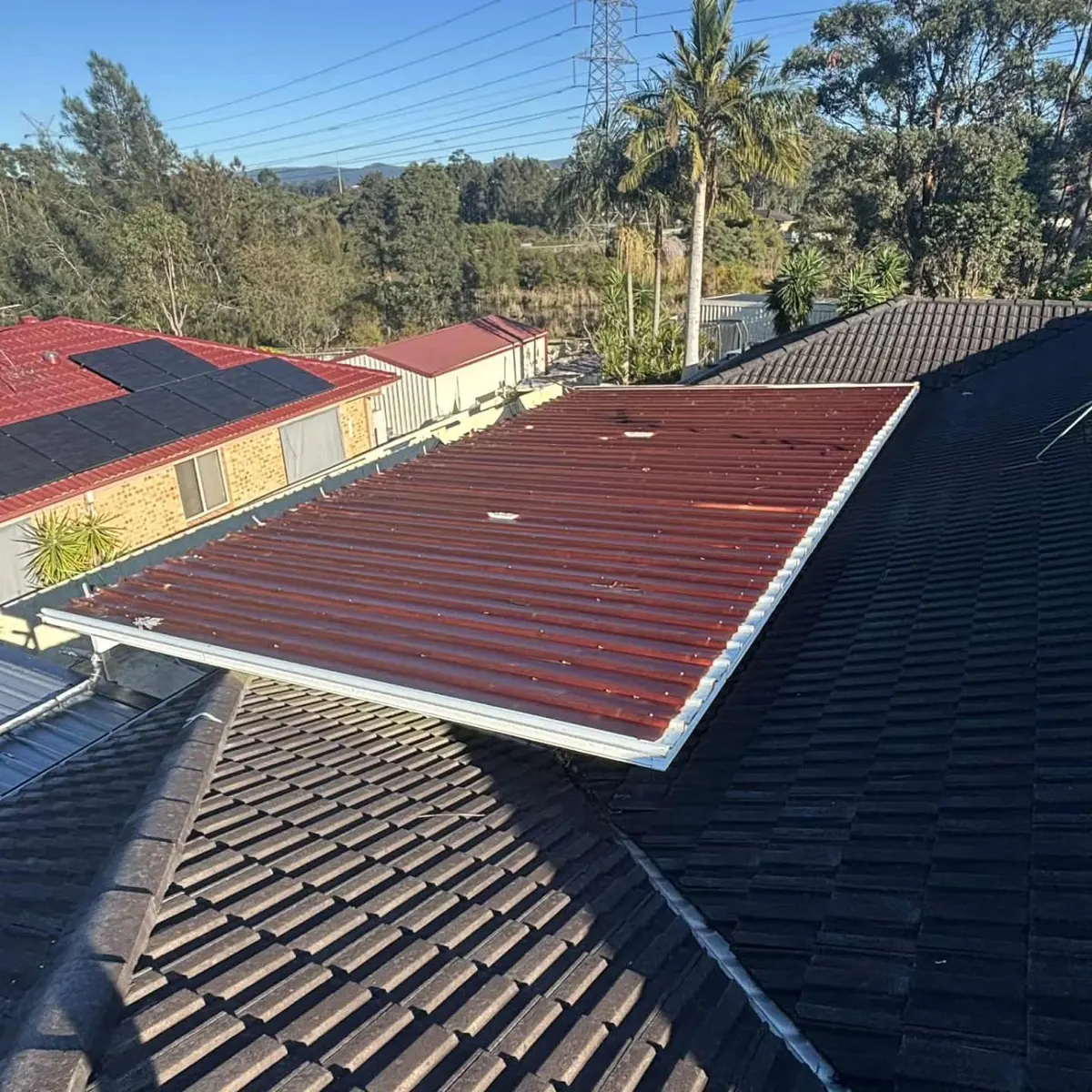 Patio roof replacement: before